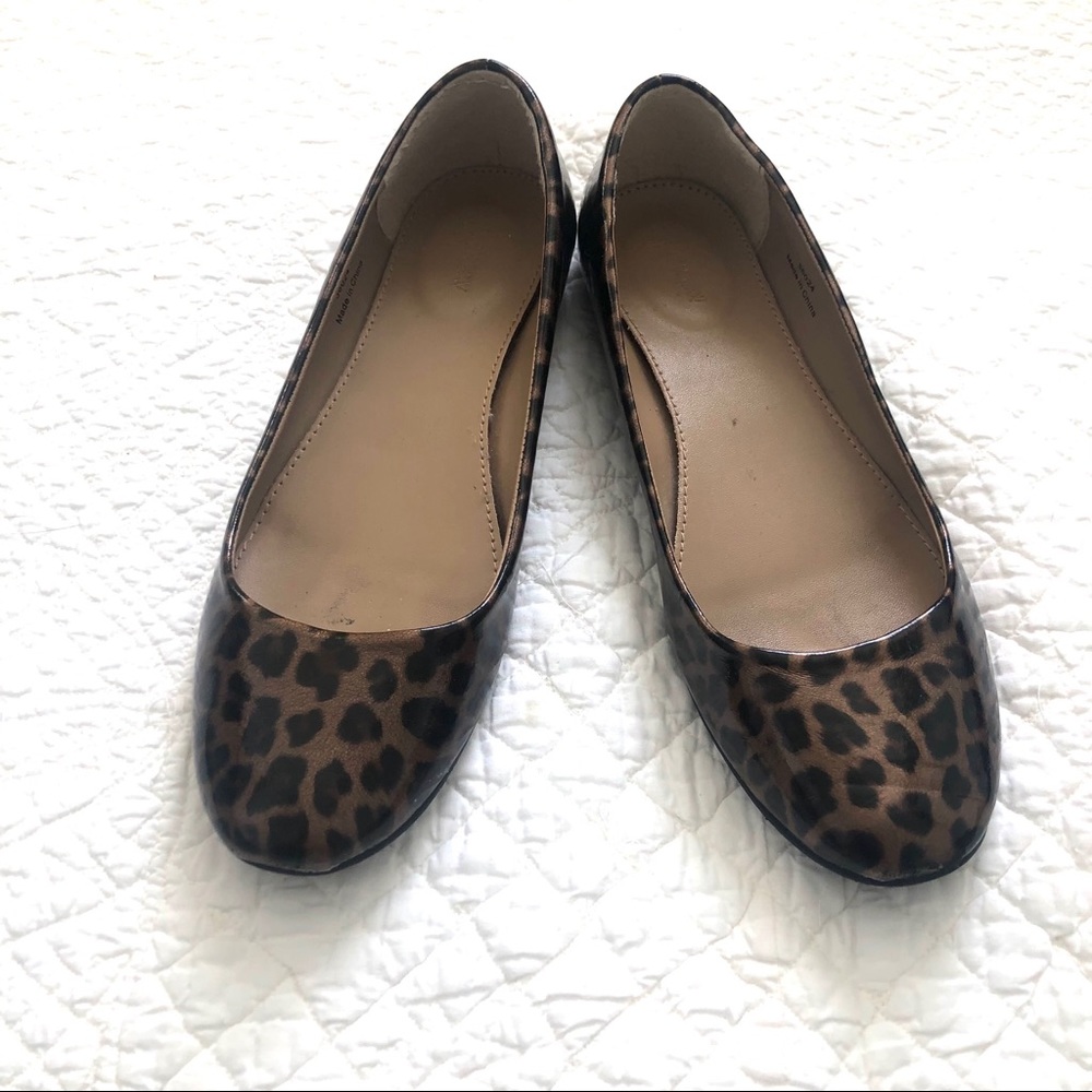 J Crew Patent Leather Animal Print Flats